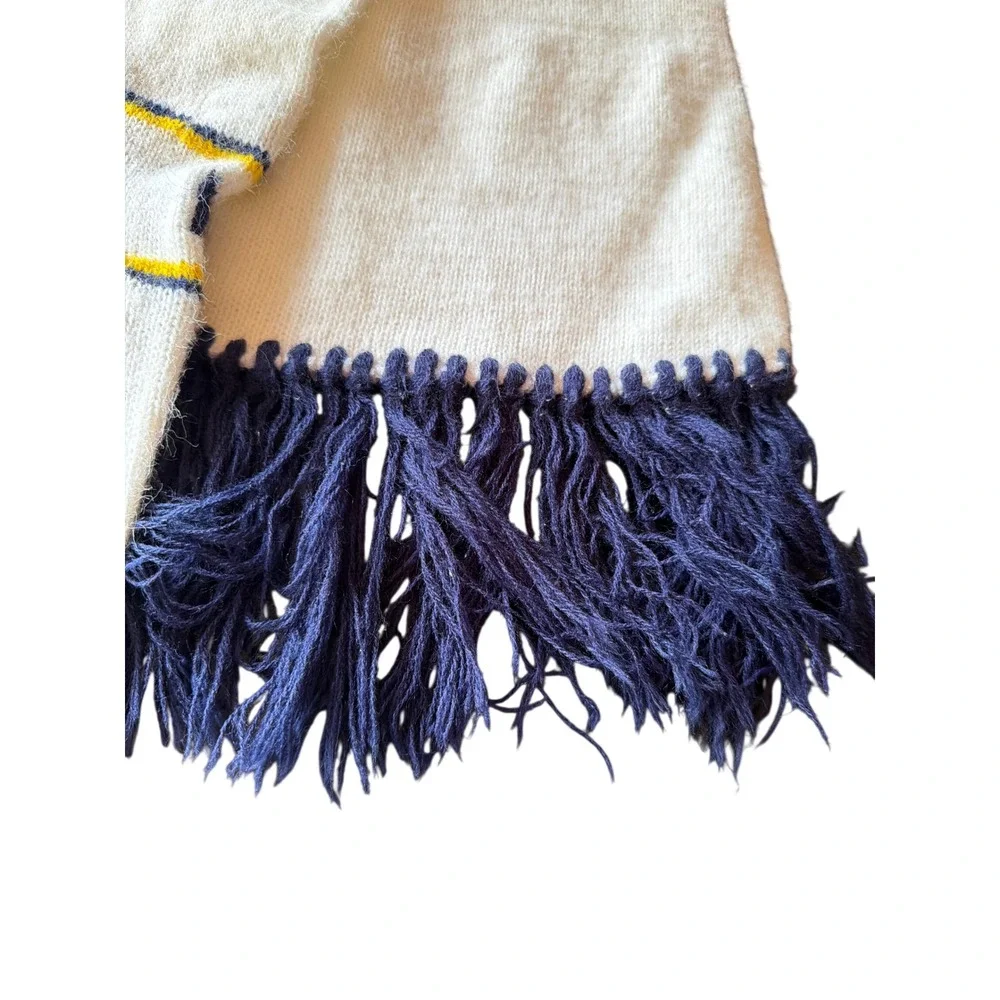 Notre‎ Dame Scarf White Navy Gold Knit Fighting Irish Vintage Style Fringe Scarf